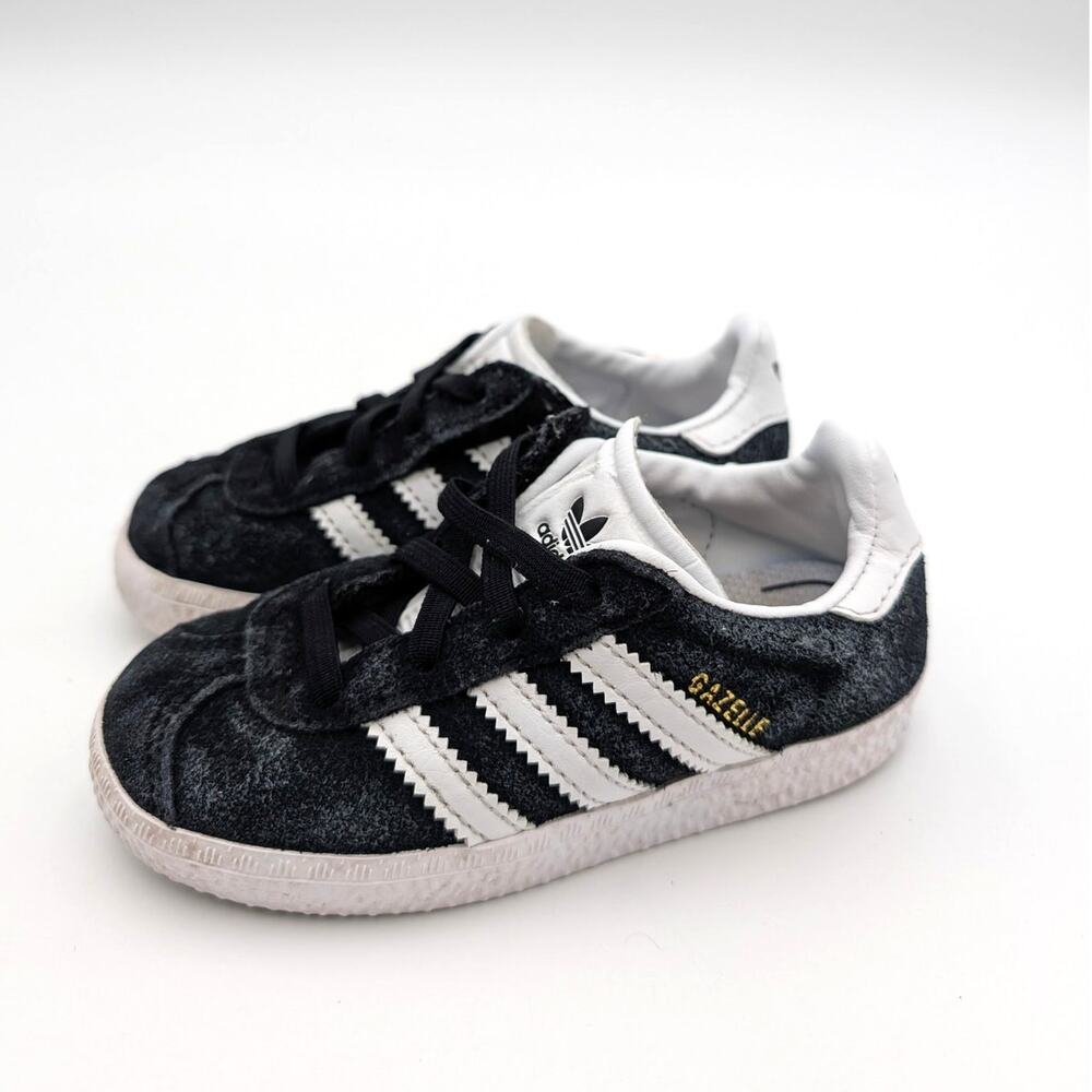 Adidas Gazelle Lace-Up  Sneaker Shoes Round Toe Kids' Black Size US8K EU25